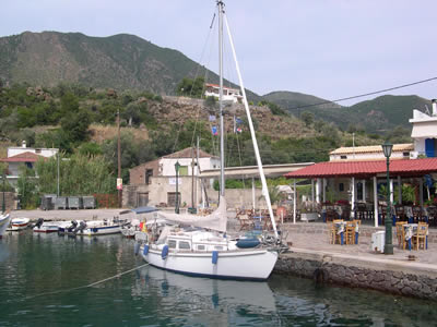 Nehalinnia on the quay in VATHI, estatorio To Limanaki